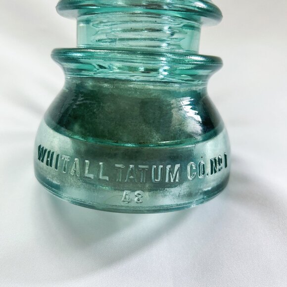 Whitall Tantum Co. No. 1 Vintage Aqua Blue Glass Insulator - Picture 3 of 7